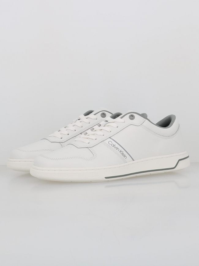 Baskets en cuir logo granite blanc homme - Calvin Klein