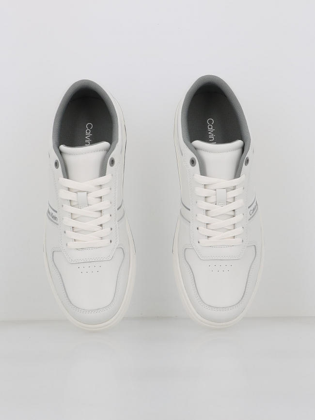 Baskets en cuir logo granite blanc homme - Calvin Klein