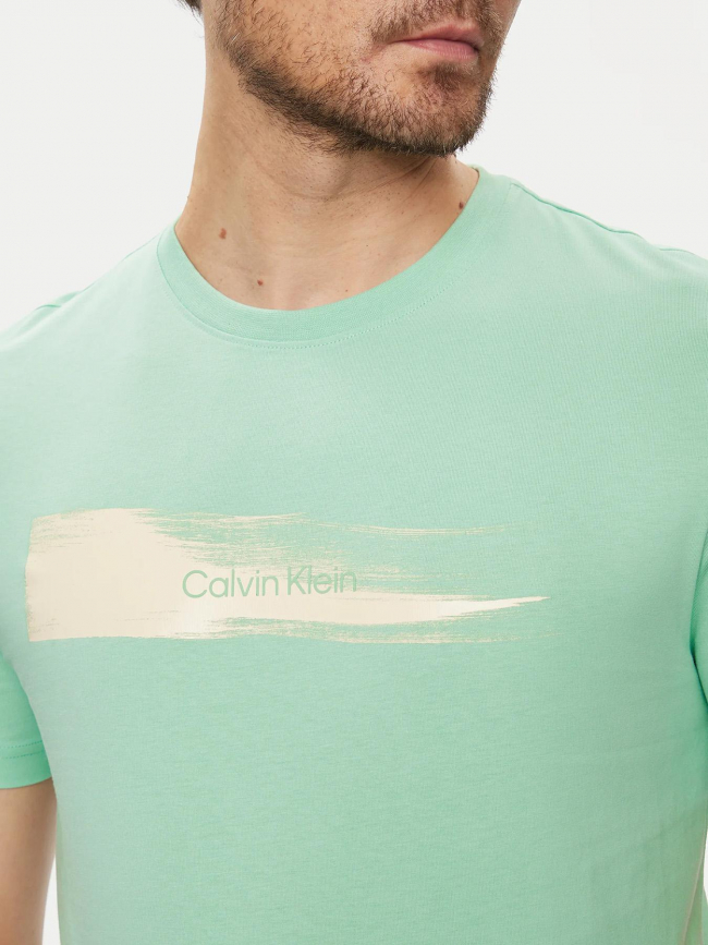 T-shirt brush logo vert d'eau homme - Calvin Klein