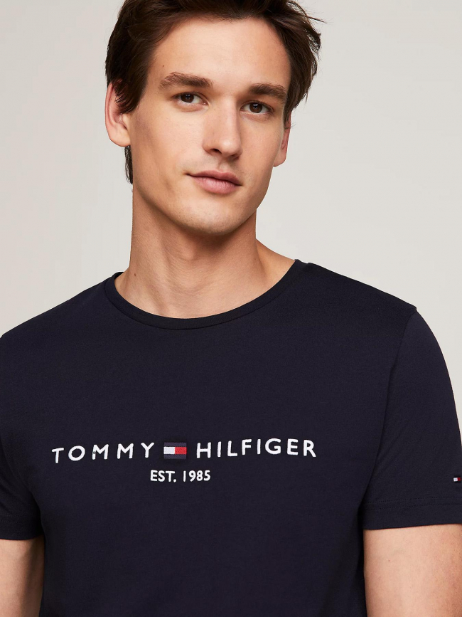 T-shirt slim fit core logo bleu marine homme - Tommy Hilfiger