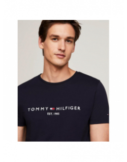 T-shirt slim fit core logo bleu marine homme - Tommy Hilfiger