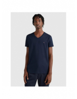 T-shirt col v stretch slim bleu marine homme - Tommy Hilfiger