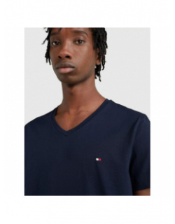 T-shirt col v stretch slim bleu marine homme - Tommy Hilfiger