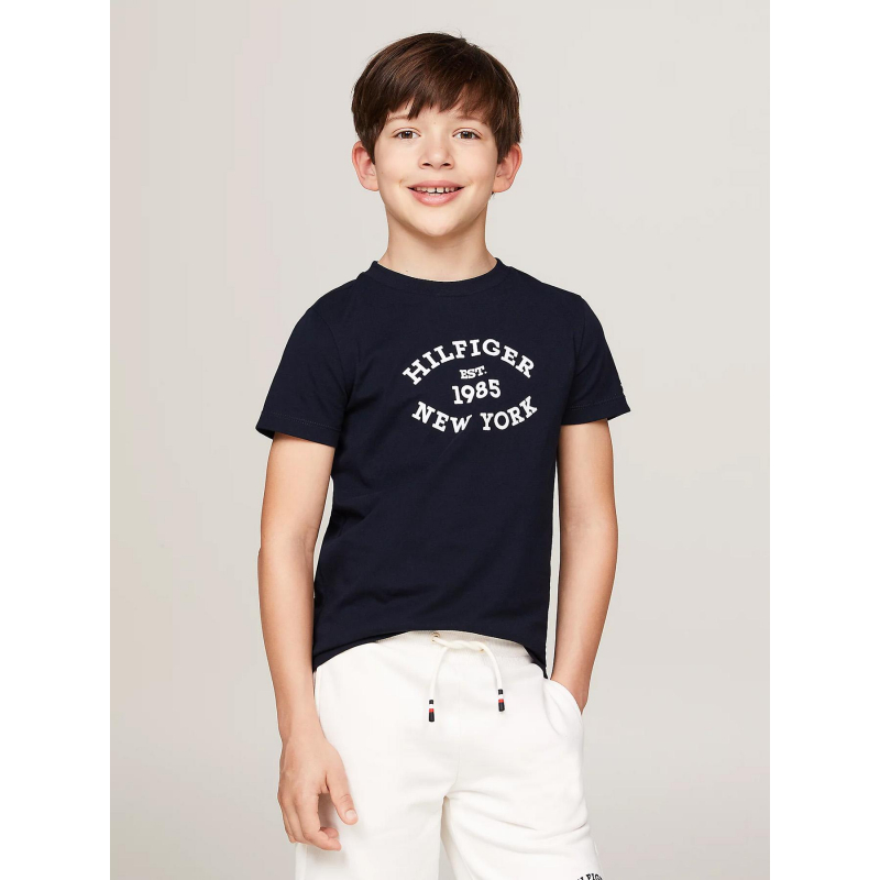 T-shirt monotype flock bleu marine enfant - Tommy Hilfiger