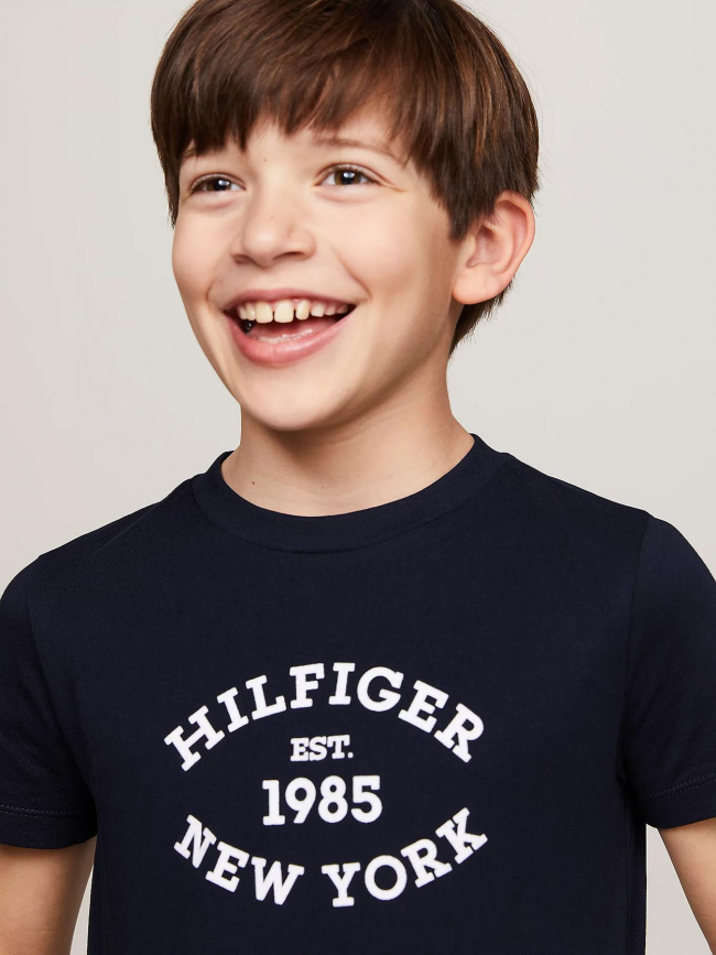 T-shirt monotype flock bleu marine enfant - Tommy Hilfiger