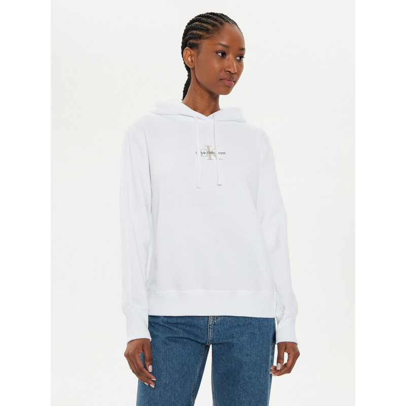 Sweat monologo regular blanc femme - Calvin Klein Jeans