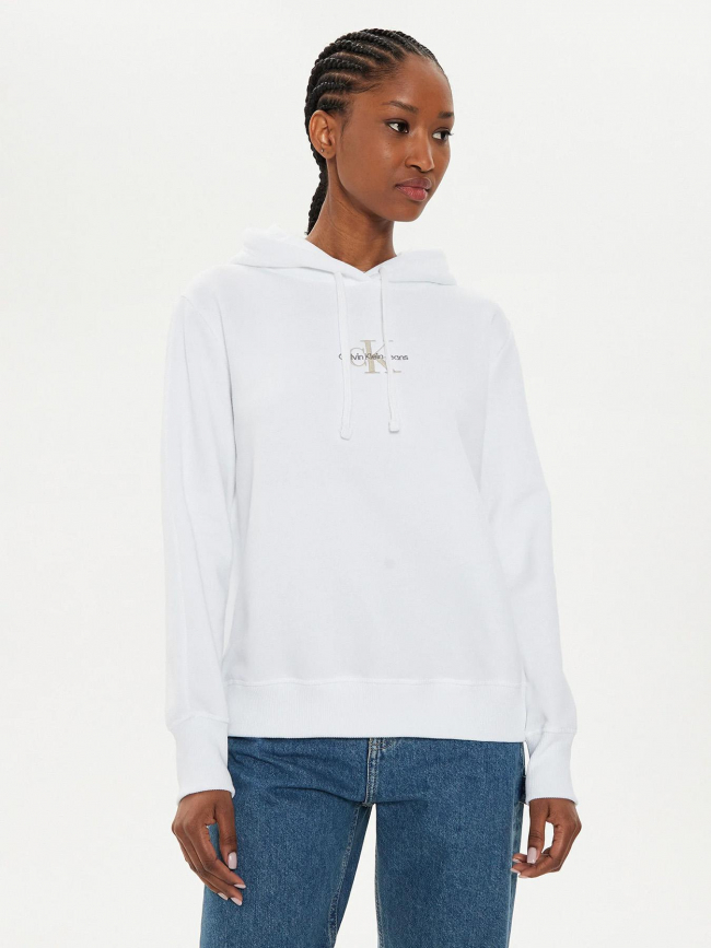 Sweat monologo regular blanc femme - Calvin Klein Jeans