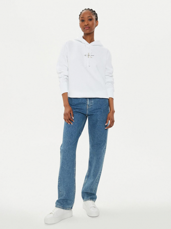 Sweat monologo regular blanc femme - Calvin Klein Jeans