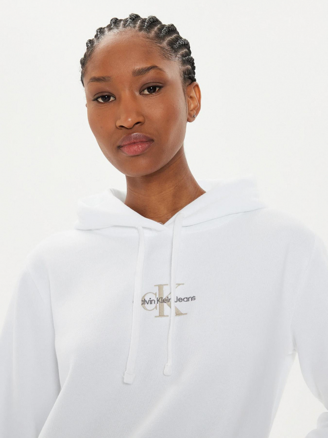 Sweat monologo regular blanc femme - Calvin Klein Jeans