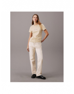 T-shirt monologo slim kaki femme - Calvin Klein Jeans