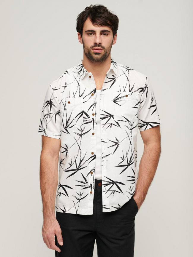 Chemise manches courtes beach bambou blanc homme - Superdry