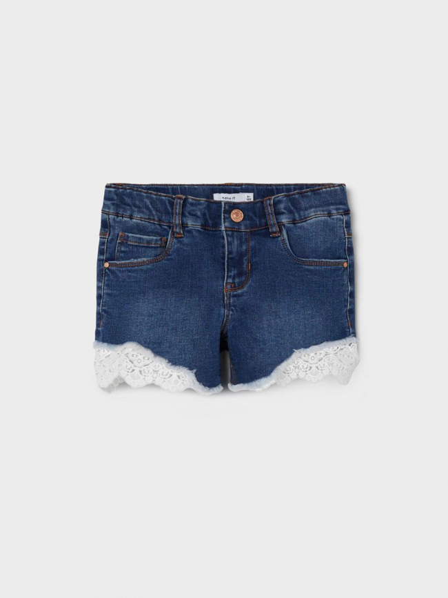 Short en jean salli dentelle bleu fille - Name It