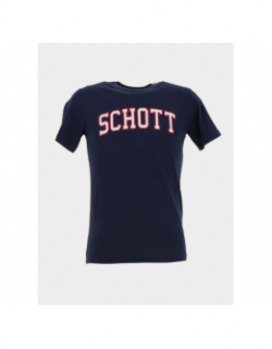 T-shirt jersey logo serigraphie bleu marine homme - Schott