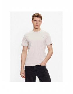 T-shirt micro logo interlock beige homme - Calvin Klein