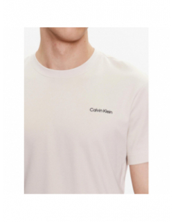 T-shirt micro logo interlock beige homme - Calvin Klein