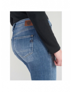 Jean flare ceinture bleu femme - Le Temps Des Cerises