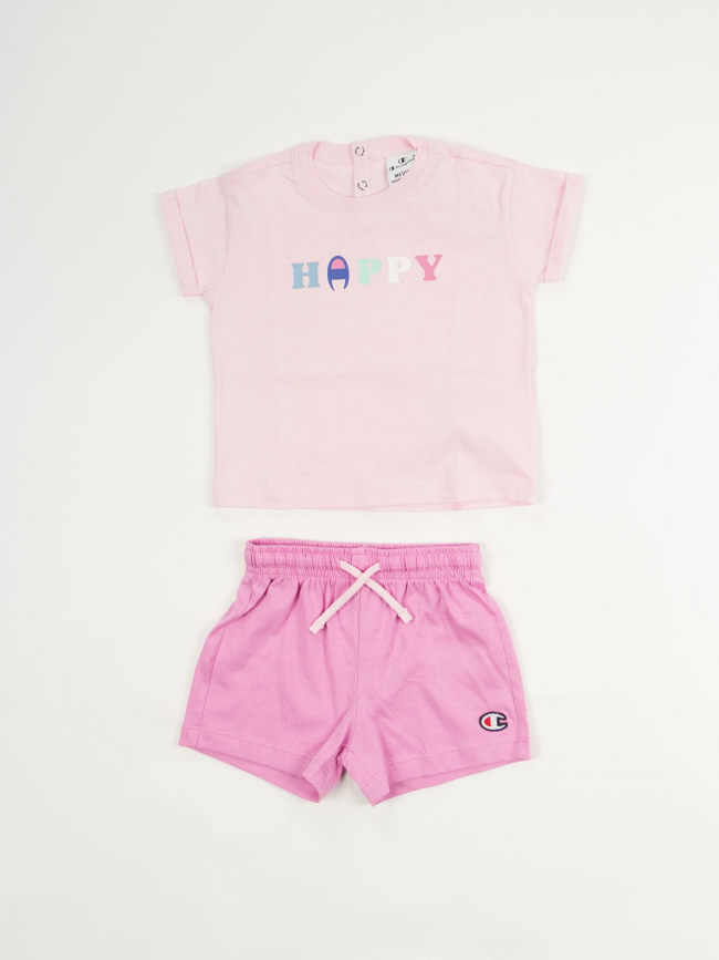 Ensemble t-shirt short happy rose bébé - Champion