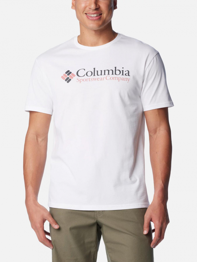 T-shirt basic logo blanc homme - Columbia