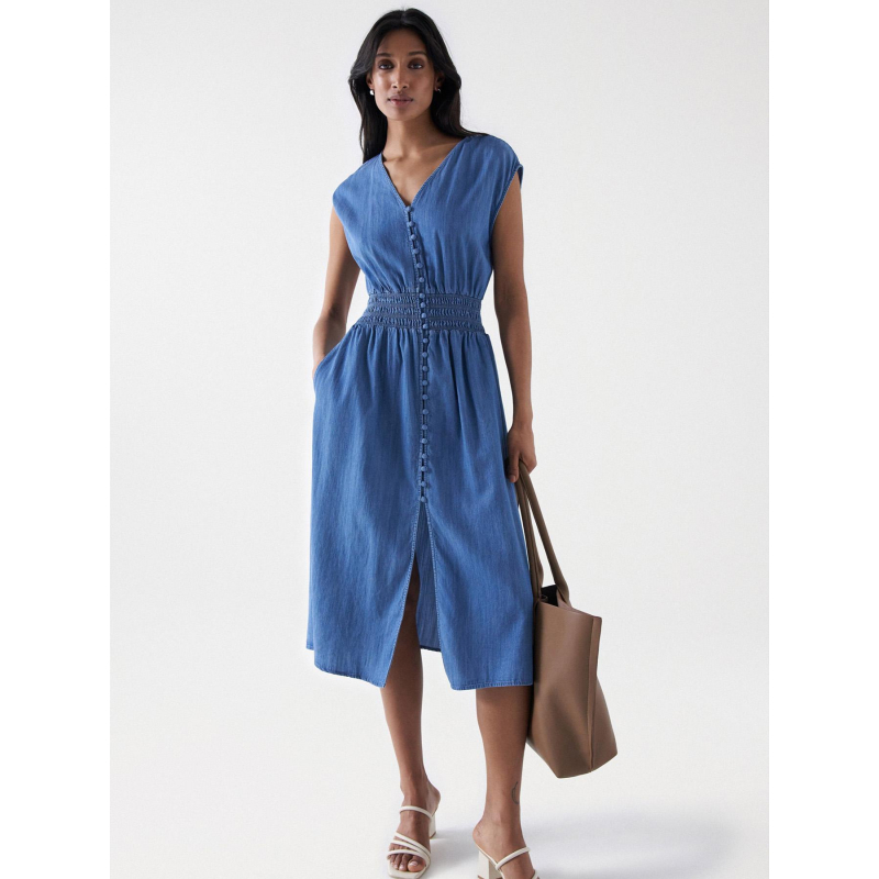 Robe midi light denim bleu femme - Salsa