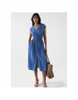 Robe midi light denim bleu femme - Salsa