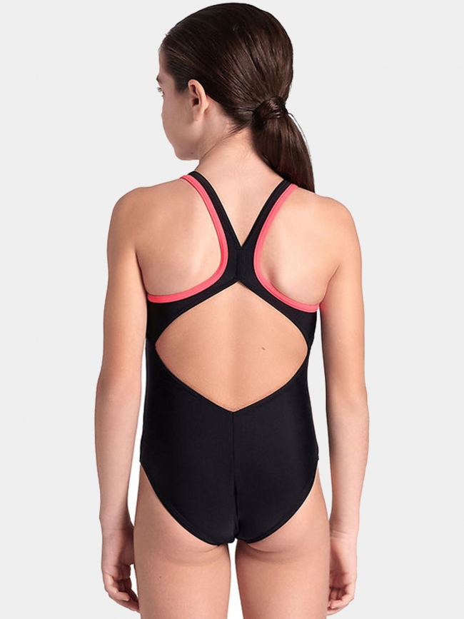 Maillot de bain 1 pièce shaking noir/rose fille - Arena