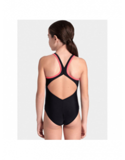 Maillot de bain 1 pièce shaking noir/rose fille - Arena