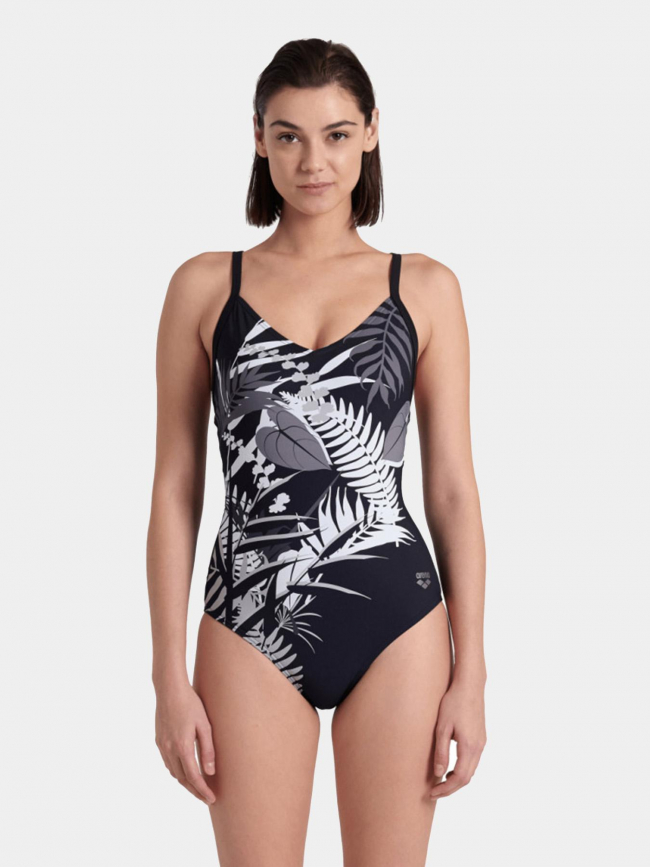 Maillot de bain une pièce bodylift imprimé noir femme - Arena