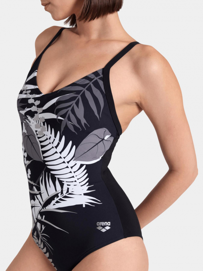 Maillot de bain une pièce bodylift imprimé noir femme - Arena