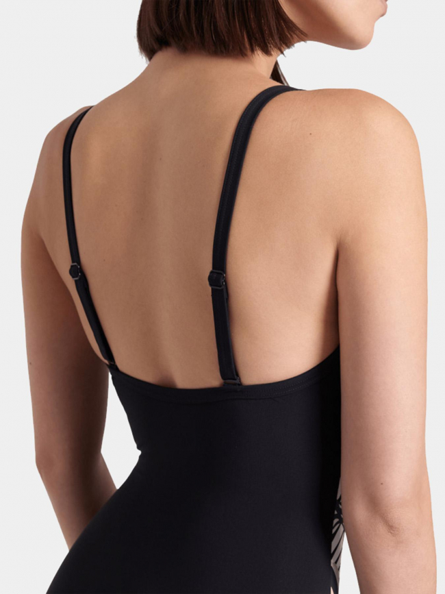 Maillot de bain une pièce bodylift imprimé noir femme - Arena