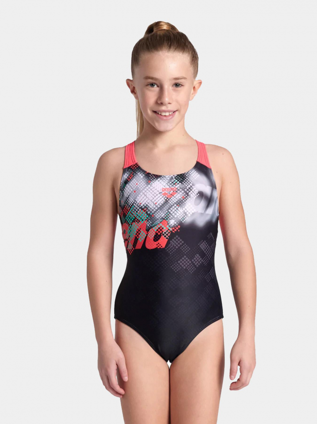 Maillot de bain une pièce splash point noir fille - Arena