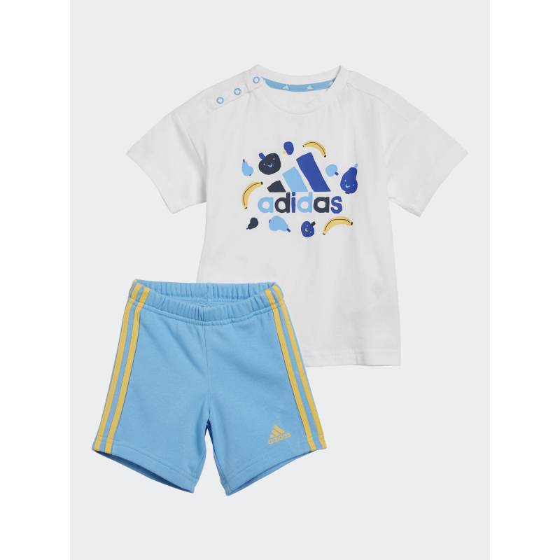 Ensemble short + t-shirt fruit logo blanc/bleu enfant - Adidas