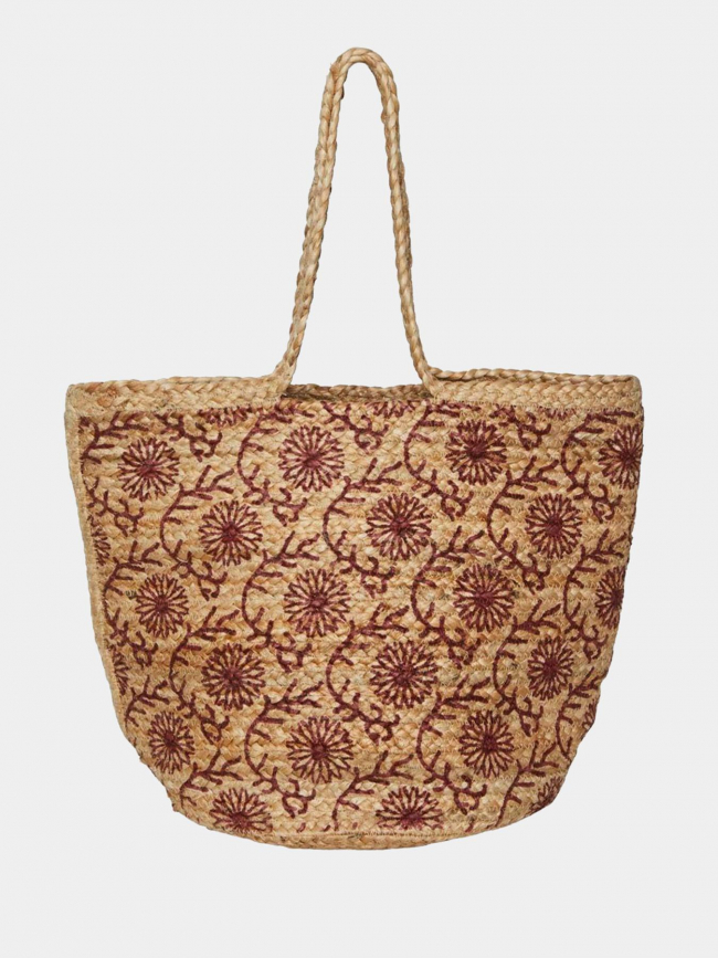 Sac en jute kleo beige rouge femme - Pieces