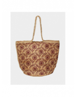 Sac en jute kleo beige rouge femme - Pieces