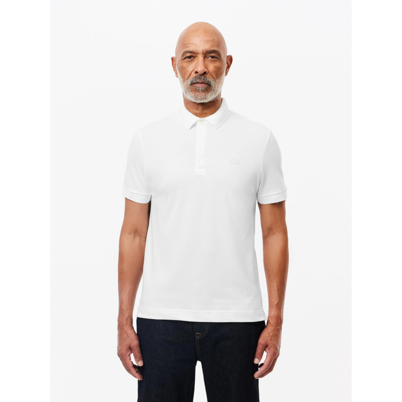 Polo uni regular fit stretch blanc homme - Lacoste