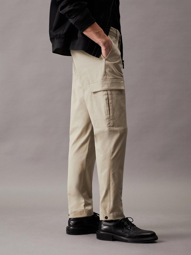 Pantalon tapered modern twill beige homme - Calvin Klein