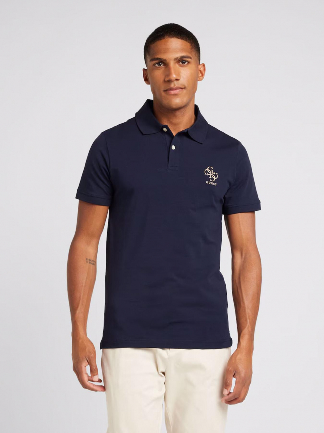 Polo extra slim fit nolan bleu marine homme - Guess