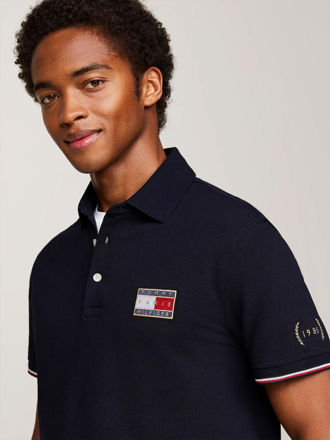 Polo uni flag x paris bleu marine homme - Tommy Hilfiger