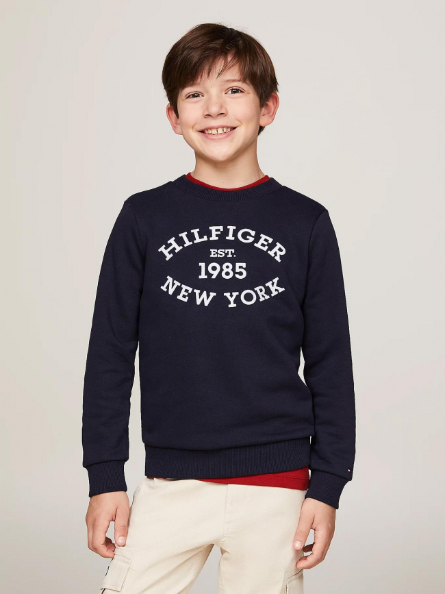 Sweat monotype flock bleu marine enfant - Tommy Hilfiger