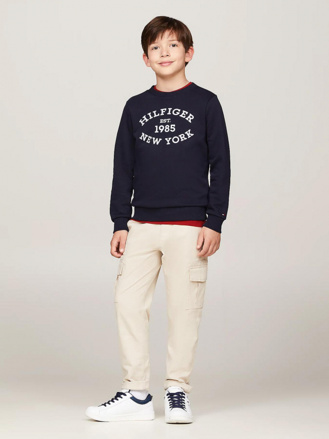 Sweat monotype flock bleu marine enfant - Tommy Hilfiger