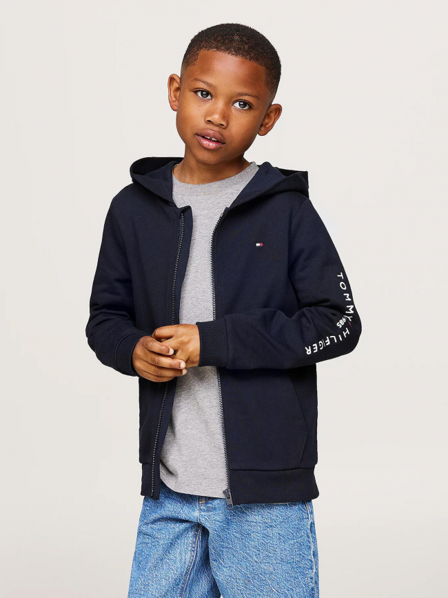 Sweat zippé à capuche essential bleu marine enfant - Tommy Hilfiger