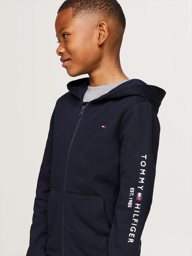 Sweat zippé à capuche essential bleu marine enfant - Tommy Hilfiger