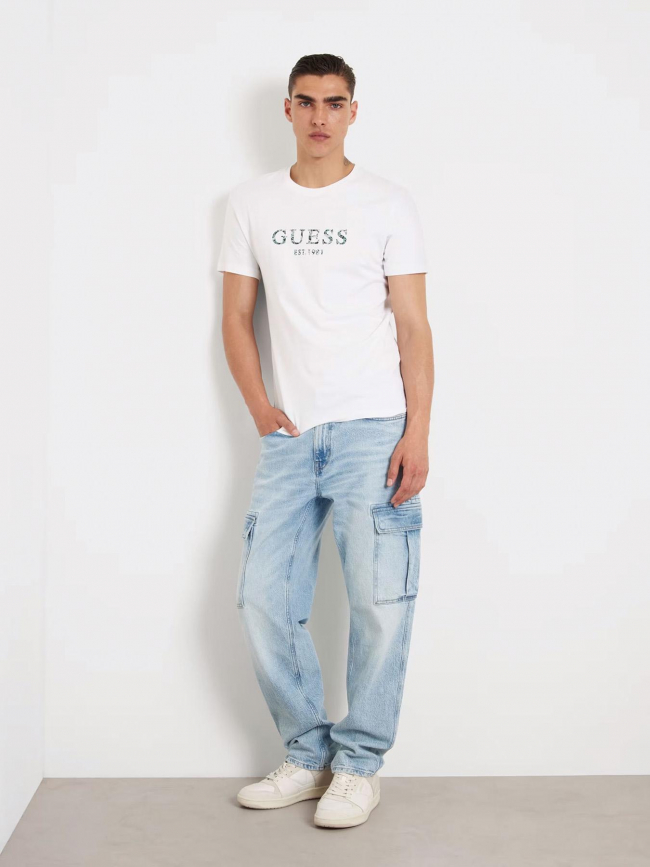 T-shirt logo iridesce blanc homme - Guess