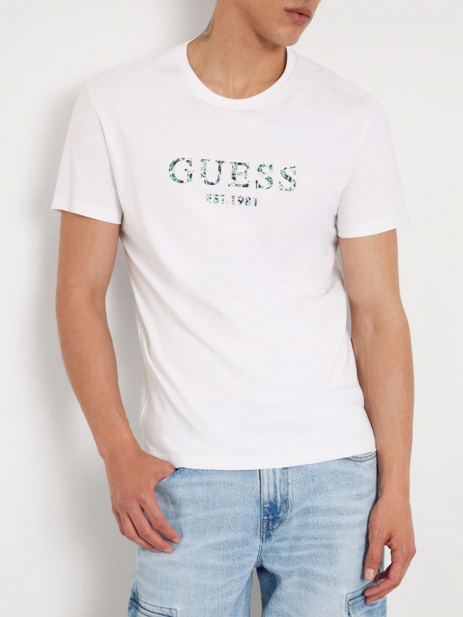 T shirt logo iridesce blanc homme Guess Sports Depot