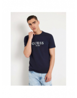 T-shirt logo iridesce bleu marine homme - Guess