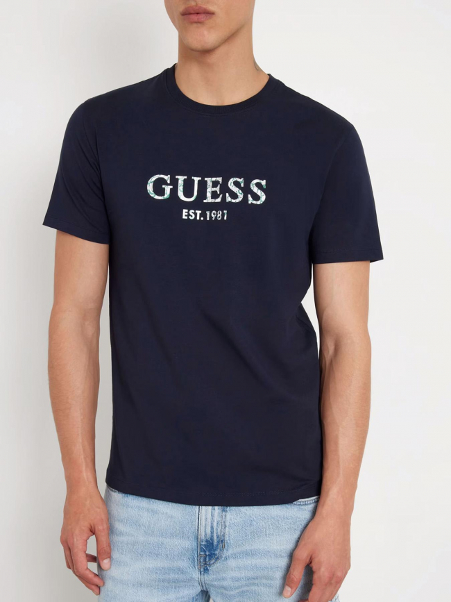 T-shirt logo iridesce bleu marine homme - Guess