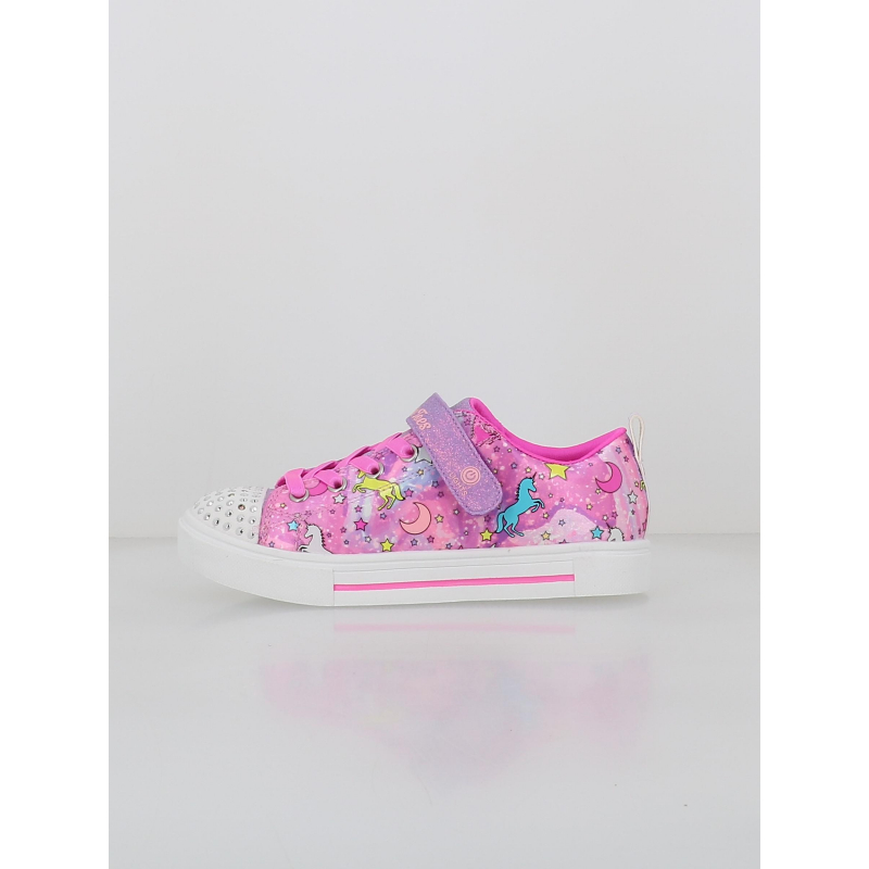 Baskets lumineuses à scratch twinkle sparks rose fille - Skechers