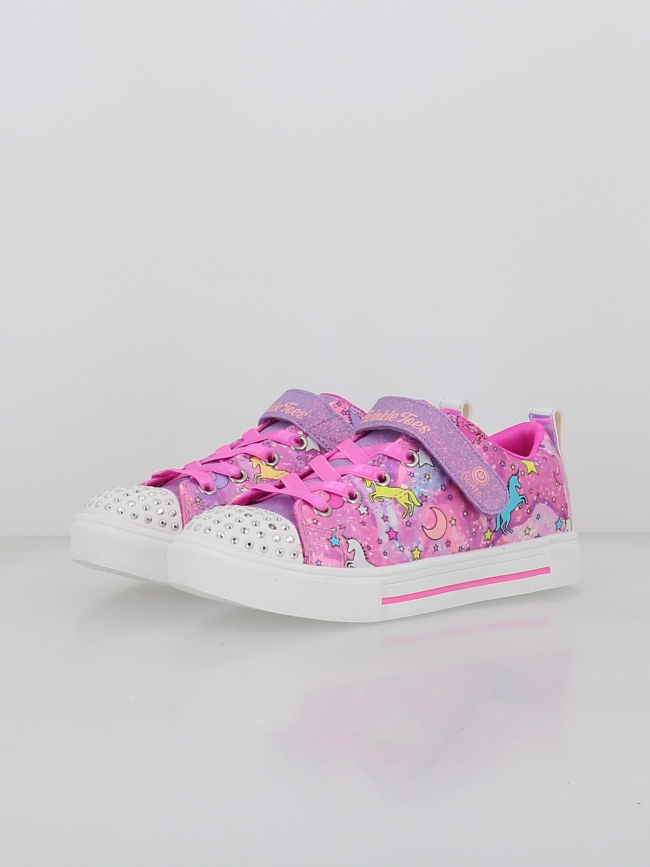 Baskets lumineuses à scratch twinkle sparks rose fille - Skechers