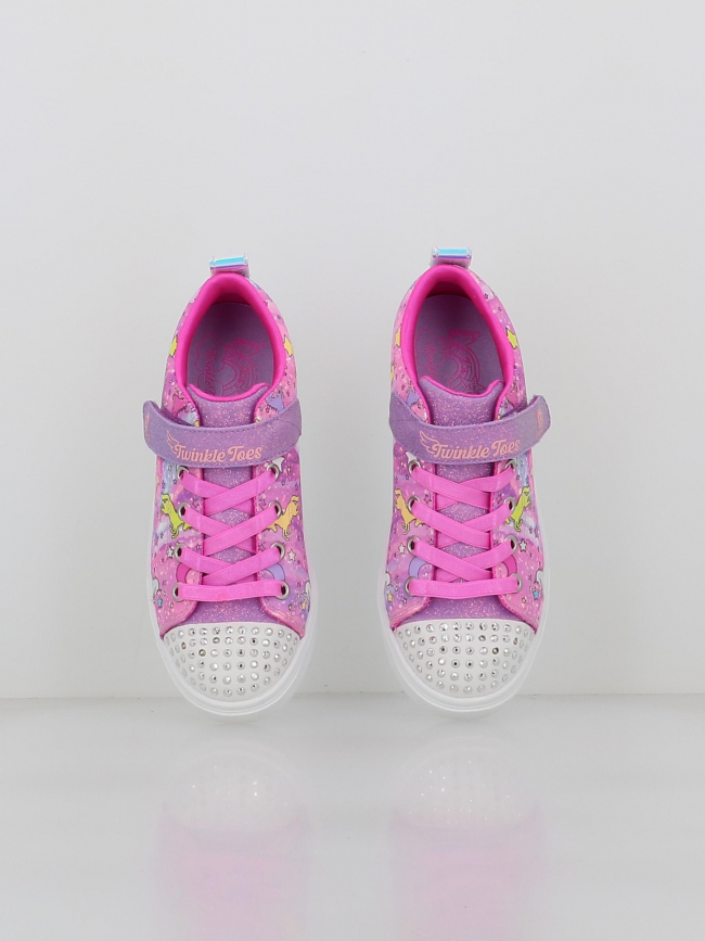 Baskets lumineuses à scratch twinkle sparks rose fille - Skechers