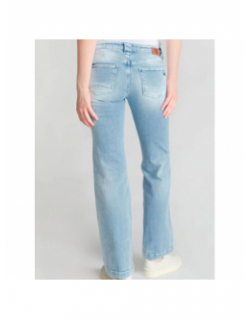 Jean flare ceinture fleurs bleu femme - Le Temps Des Cerises