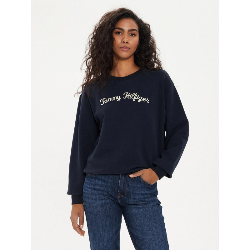 Sweat mordern script logo bleu marine femme - Tommy Hilfiger